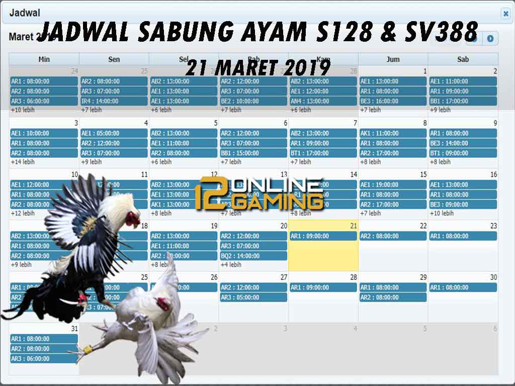 Jadwal Sabung Ayam S128 Dan SV388 21 Maret 2019