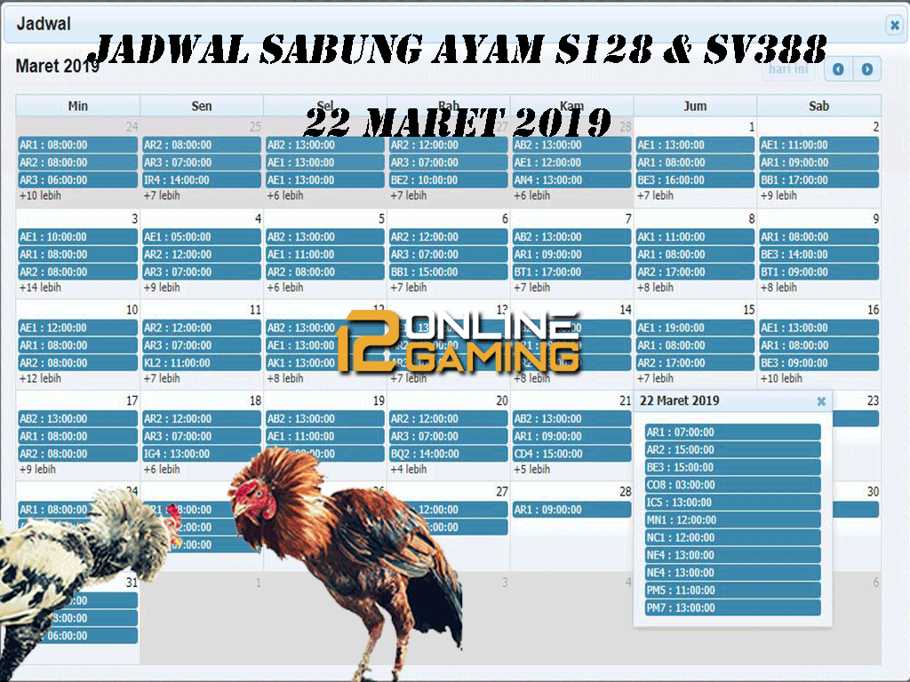 Jadwal Sabung Ayam S128 Dan SV388 22 Maret 2019
