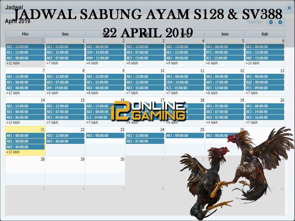 Jadwal Sabung Ayam S128 Dan SV388 22 April 2019