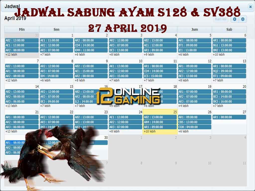 Jadwal Sabung Ayam S128 Dan SV388 27 April 2019
