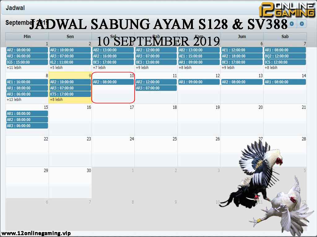 Jadwal Sabung Ayam S128 Dan SV388 10 September 2019