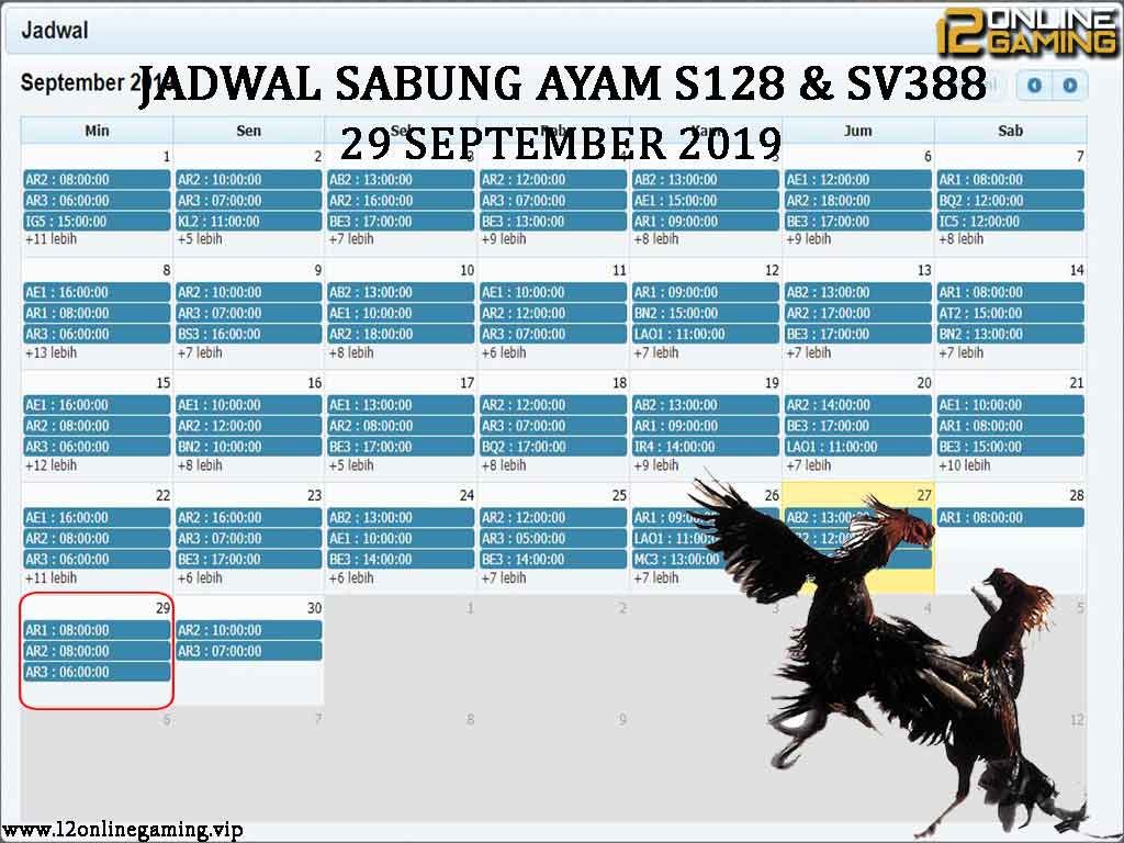 Jadwal Sabung Ayam S128 Dan SV388 29 September 2019