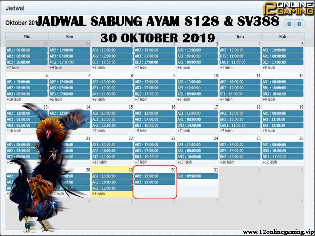 Jadwal Sabung Ayam S128 Dan SV388 30 Oktober 2019