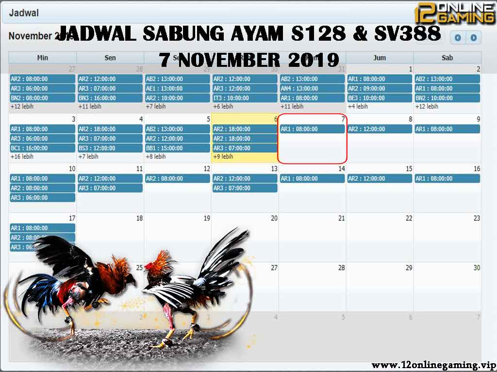 Jadwal Sabung Ayam S128 Dan SV388 7 November 2019