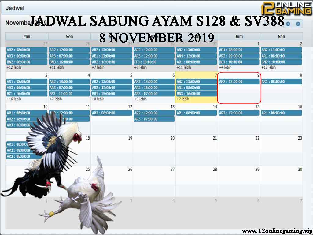 Jadwal Sabung Ayam S128 Dan SV388 8 November 2019